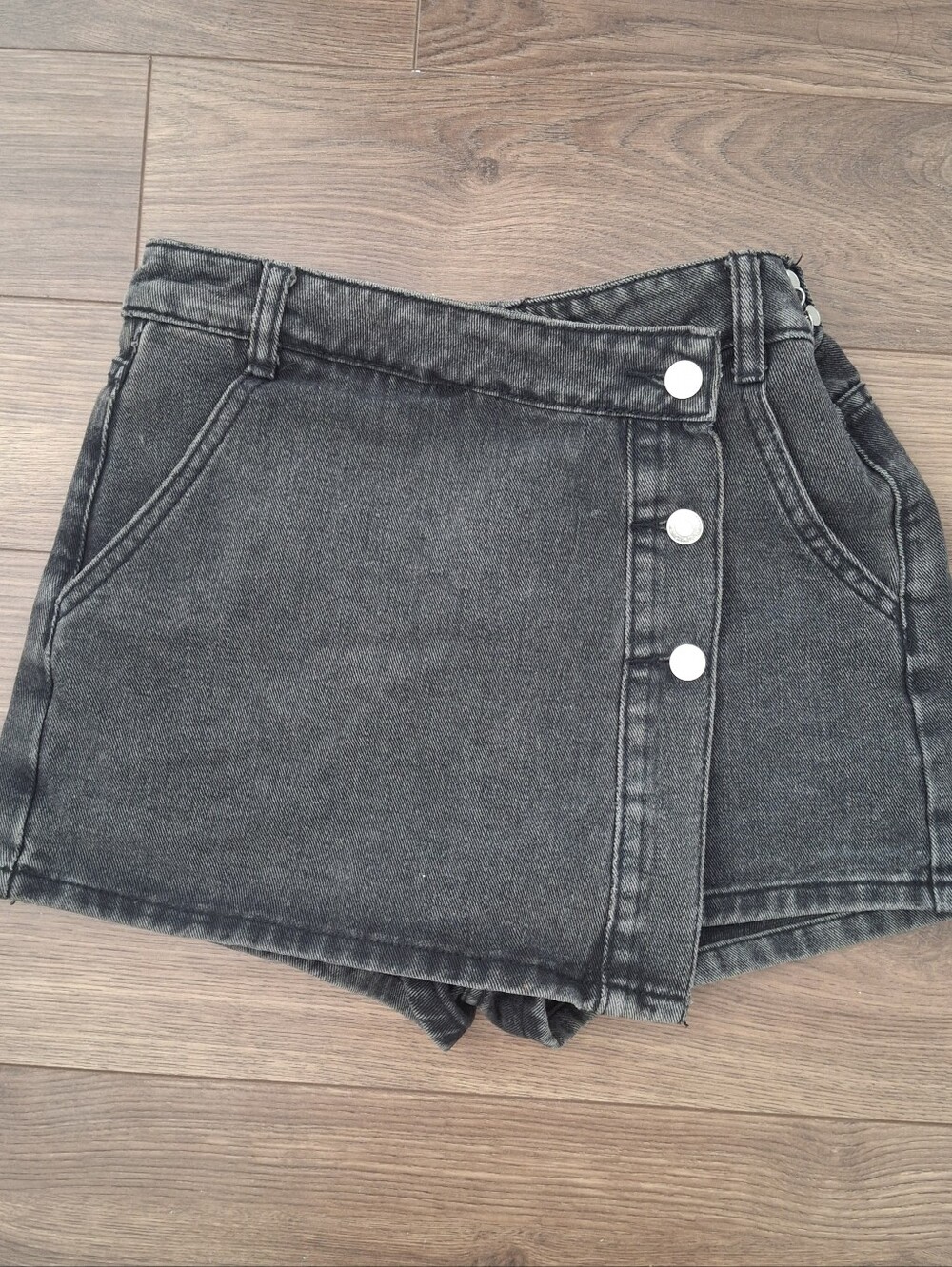 High-Waist Black Denim Shorts